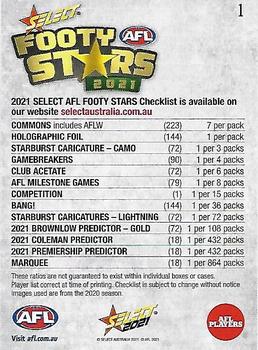 2021 Select AFL Footy Stars #1 Header Card Back
